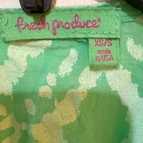 Fresh Produce Vibrant Green Patterned Blouse 100% Cotton w pockets💚 - Picture 2 of 6
